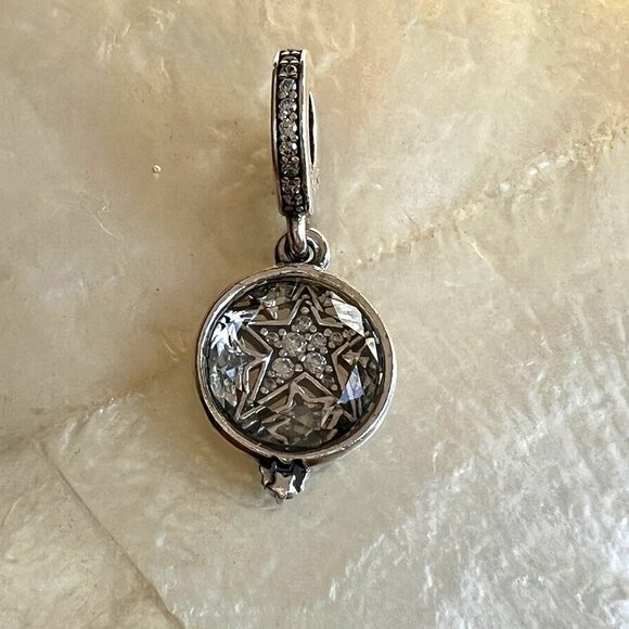 PANDORA Magnified Star Double Dangle Charm Sterling Silver Celestial - Picture 4 of 8